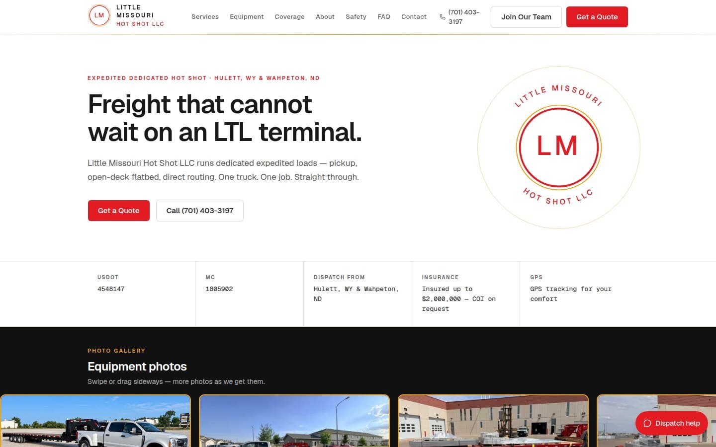 Little Missouri Hot Shot LLC live website